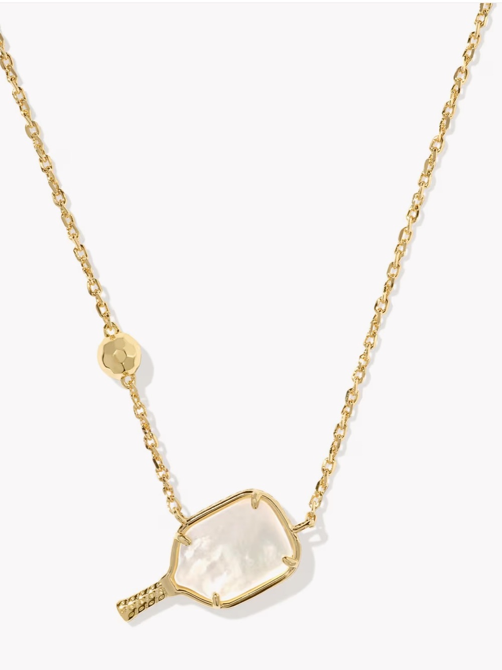 Kendra Scott Pickleball Gold Short Pendant Necklace in Ivory Mother-of-Pearl NWT - Picture 1 of 6